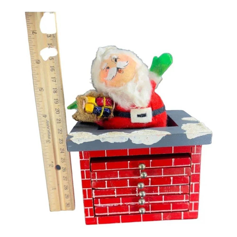 Vintage Enesco 1978 Santa Claus On Chimney Coaster Set 6 Vintage Christmas‎